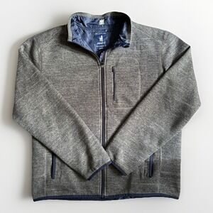Johnnie O Coastal Fleece Jacket Mens LG Full Zip Lined Pocket‎ Pavement Gray
